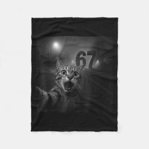 Funny Six Seven 6 7 Meme Gen Z Alpha Slang Cat Sel Fleece Blanket