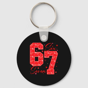 Funny Six Seven 6 7 Meme Hearts Cud Valentine's Da Key Ring
