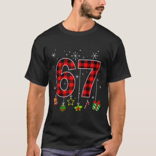 Funny Six Seven 6 7 Meme Humor 67 Red Plaid Christ T-Shirt