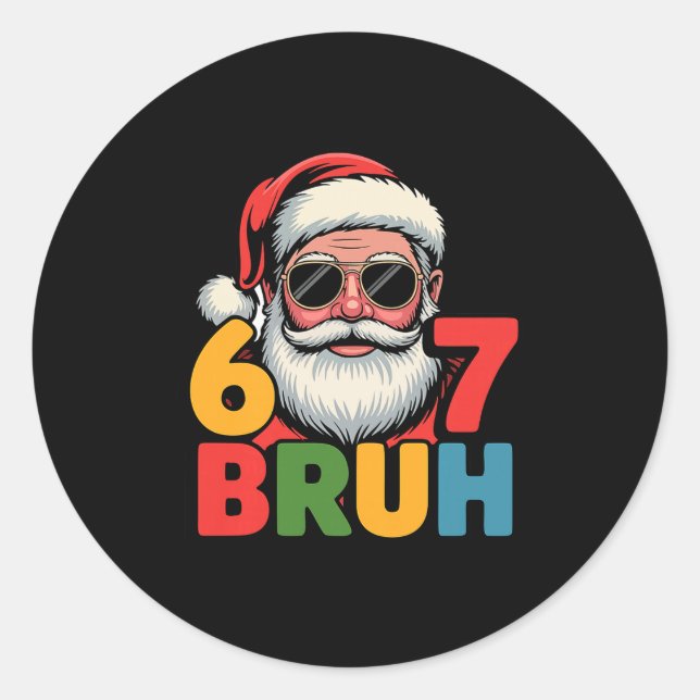 Funny Six Seven 6 7 Meme Santa Christmas Men Boys  Classic Round Sticker (Front)