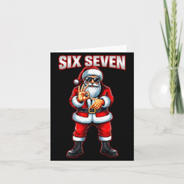 Funny Six Seven 6 7 Meme Santa Christmas Shirt Men Card (Front)