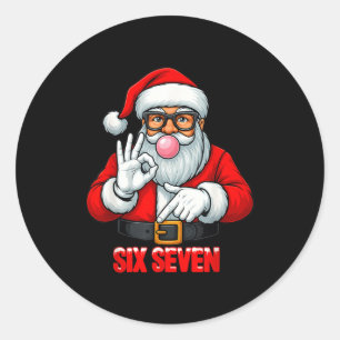 Funny Six Seven 6 7 Meme Santa Christmas Shirt Men Classic Round Sticker