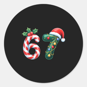 Funny Six Seven 6 7 Meme Saying Humor 67 Christmas Classic Round Sticker