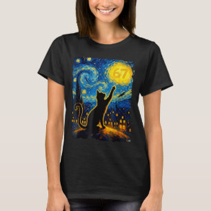 Funny Six Seven 6 7 Meme Starry Night Van Gogh Bla T-Shirt
