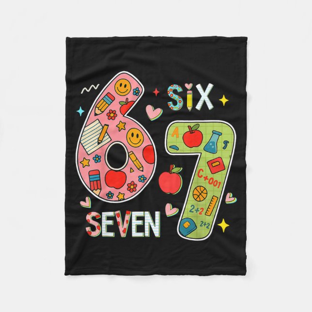 Funny Six Seven 6 7 Meme Teacher Design For Men Wo Fleece Blanket (Front)