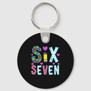 Funny Six Seven 6 7 Meme Teacher Design For Men Wo Key Ring