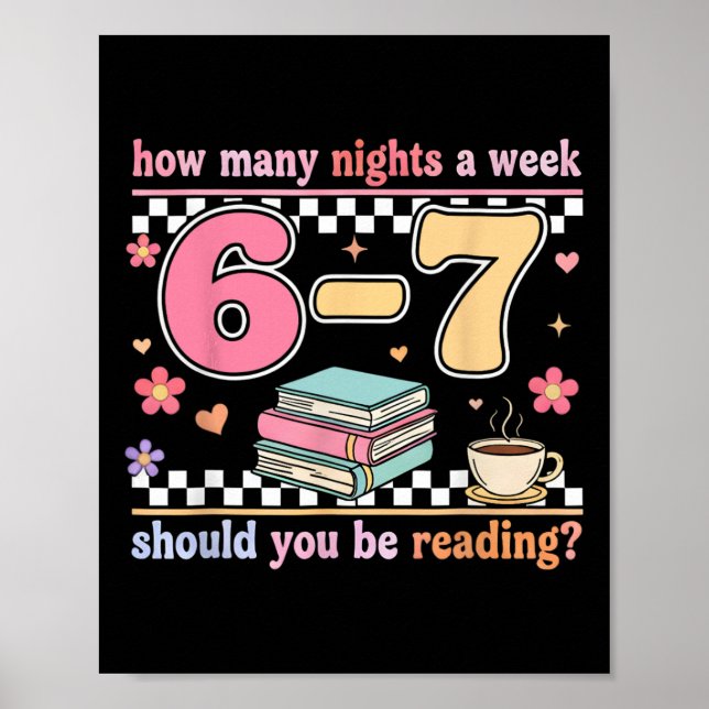 Funny Six Seven 6 7 Meme Teacher Design Reading 6- Poster (Front)