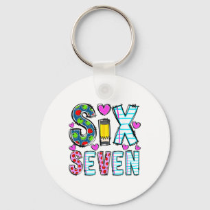 Funny Six Seven 6 7 Meme Teacher Tee For Men Women Key Ring