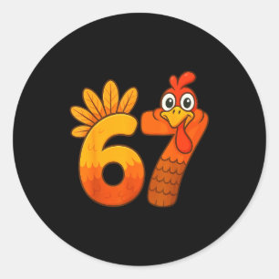 Funny Six Seven 6 7 Meme Thanksgiving Kids Boys Gi Classic Round Sticker