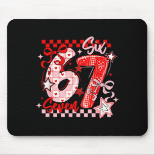 Funny Six Seven 6 7 Meme Valentine Girl Mouse Pad