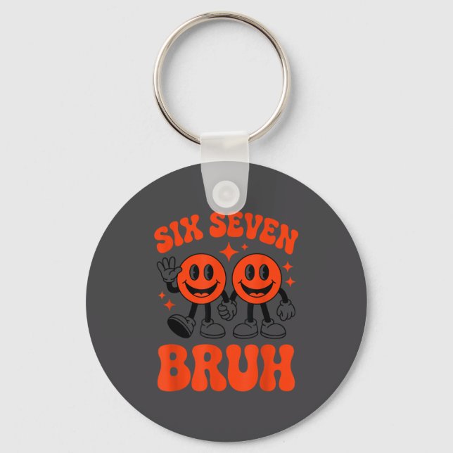 Funny Six Seven 6 7 Meme Valentine Hearts Valentin Key Ring (Front)