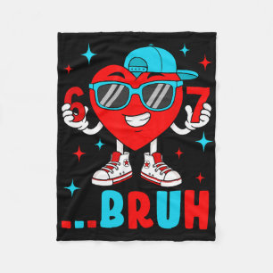 Funny Six Seven Bruh 67 Meme Heart Valentines Day Fleece Blanket