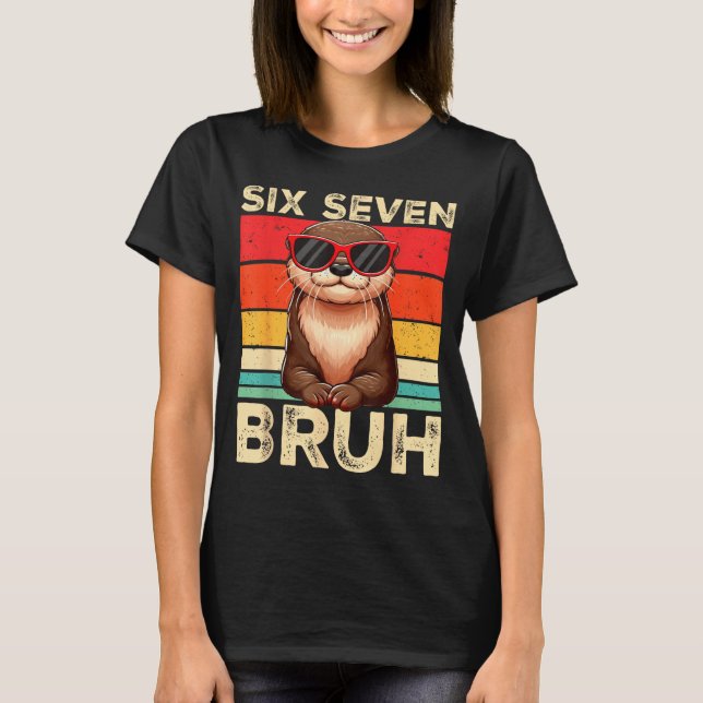Funny Six Seven Bruh 6 7 Otter Meme Kids Boys Men  T-Shirt (Front)