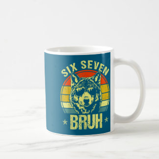 Funny Six Seven Bruh 6 7 Wolf Meme Kids Boys Men Coffee Mug