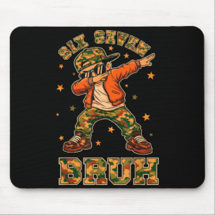 Funny Six Seven Bruh Dabbing Camo Kid Meme Mouse Pad