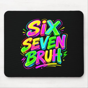 Funny Six Seven Bruh Meme 67 in Glowing Era Kids Mouse Pad