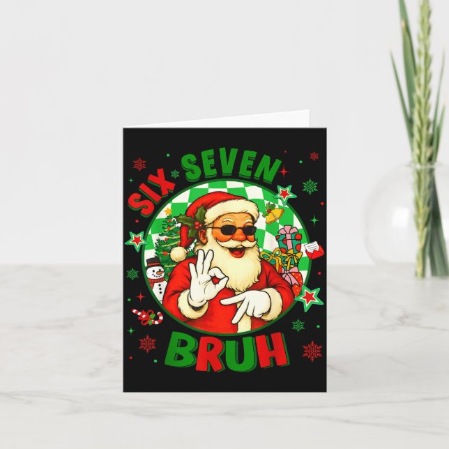 Funny Six Seven Bruh Santa Meme 67 Christmas Boy G Card (Front)