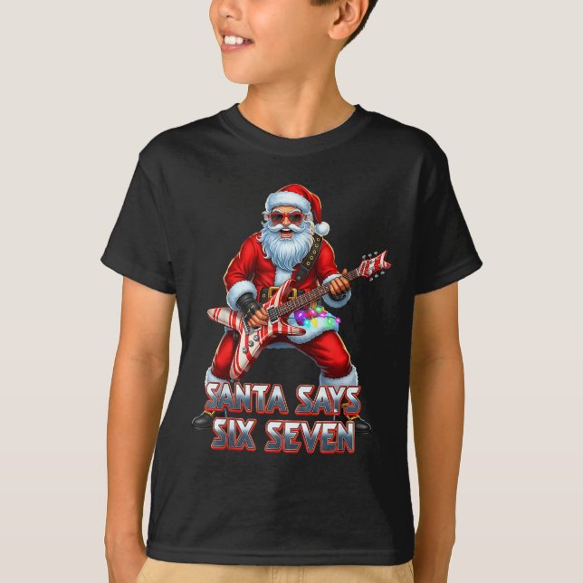 Funny Six Seven Christmas 6-7 Meme Santa 6 7 Santa T-Shirt (Front)
