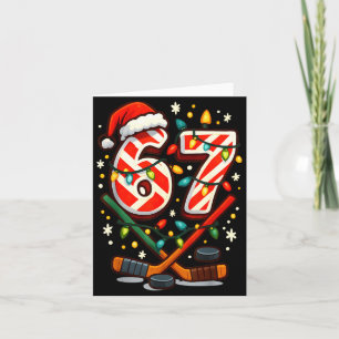 Funny Six Seven Christmas Ice Hockey Card