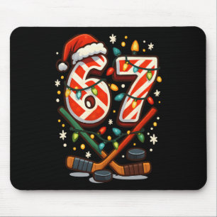 Funny Six Seven Christmas Ice Hockey Mouse Pad