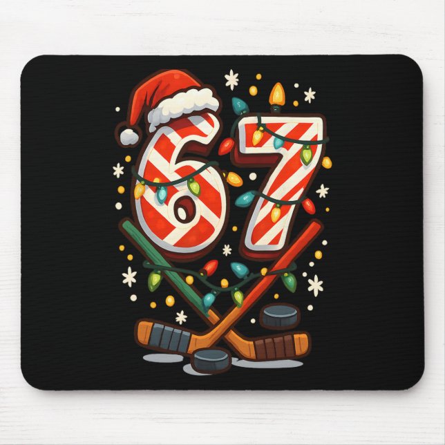 Funny Six Seven Christmas Ice Hockey  Mouse Pad (Front)