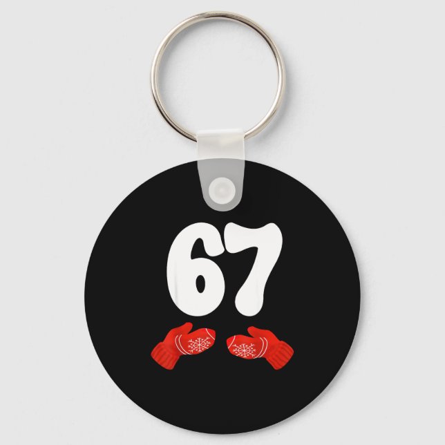 Funny Six Seven Christmas Pajamas Meme Gen Alpha 6 Key Ring (Front)