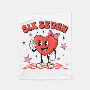 Funny Six Seven Cute Heart 67 Meme Valentine Kids Fleece Blanket