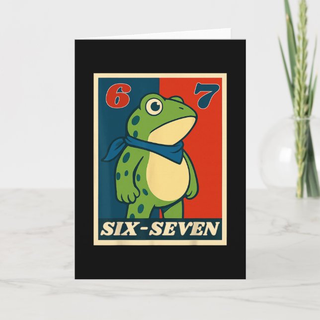 Funny Six Seven Frog 6 7 Meme Gen Alpha Slang Meme Card (Front)