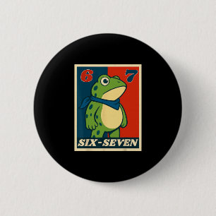 Funny Six Seven Frog 6 7 Meme Gen Alpha Slang Meme Cm Round Badge