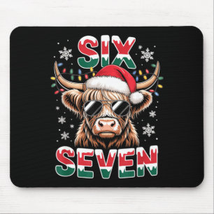 Funny Six Seven Highland Cow Christmas 67 Cool Xma Mouse Pad