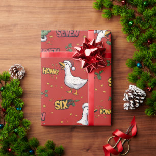 Funny Six Seven Honk Goose Christmas red Meme Wrapping Paper