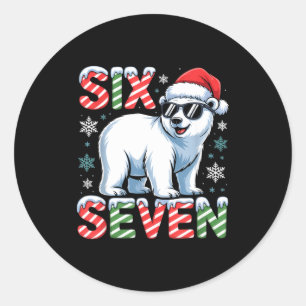 Funny Six Seven Lar Bear Christmas 67 Santa Hat Wi Classic Round Sticker