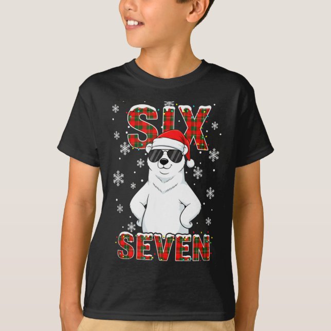 Funny Six Seven Lar Bear Christmas 67 Santa Hat Wi T-Shirt (Front)