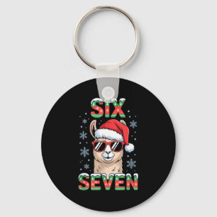 Funny Six Seven Llama Christmas 67 Santa Hat Alpac Key Ring