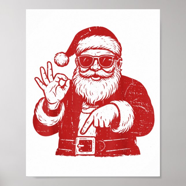 Funny Six Seven Meme 67 Christmas Brainrot Santa C Poster (Front)
