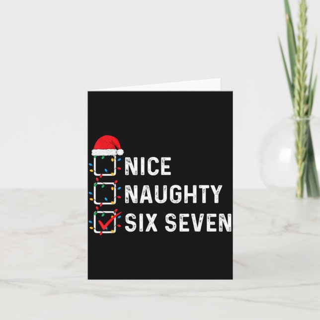 Funny Six Seven Meme 67 Christmas List Nice Naught Card (Front)