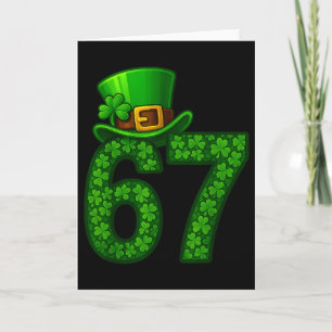 Funny Six Seven Meme 67 St Patricks Day Shamrocks  Card