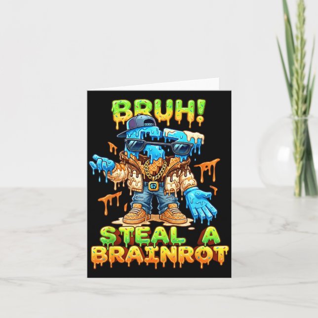 Funny Six Seven Meme - Bruh Steal A Brainrot - Fun Card (Front)