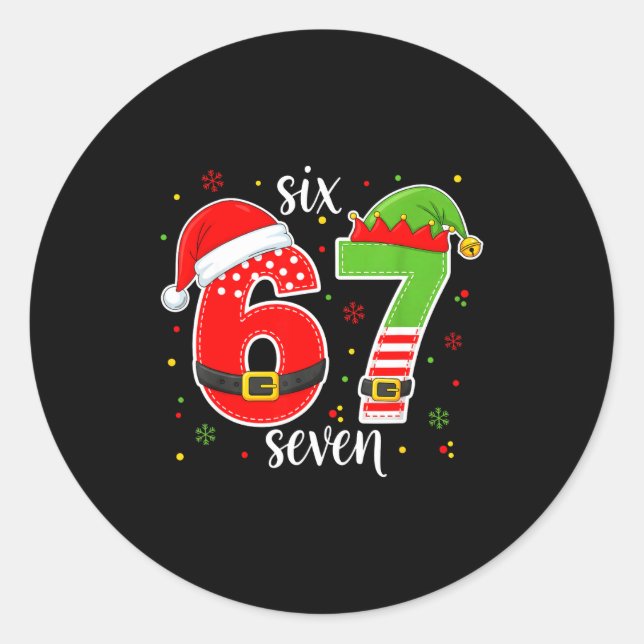 Funny Six Seven Meme Christmas 67 Meme Xmas Boys G Classic Round Sticker (Front)