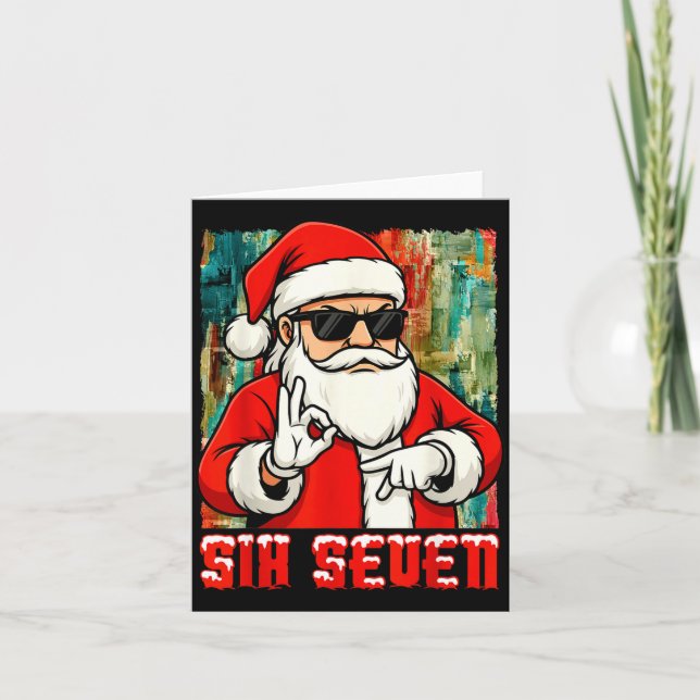 Funny Six Seven Meme Christmas Cool Santa Saying 6 Card (Front)