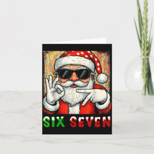Funny Six Seven Meme Christmas Cool Santa Saying 6 Card