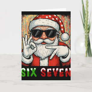 Funny Six Seven Meme Christmas Cool Santa Saying 6 Card