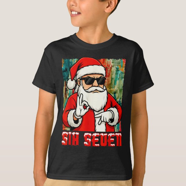 Funny Six Seven Meme Christmas Cool Santa Saying 6 T-Shirt (Front)