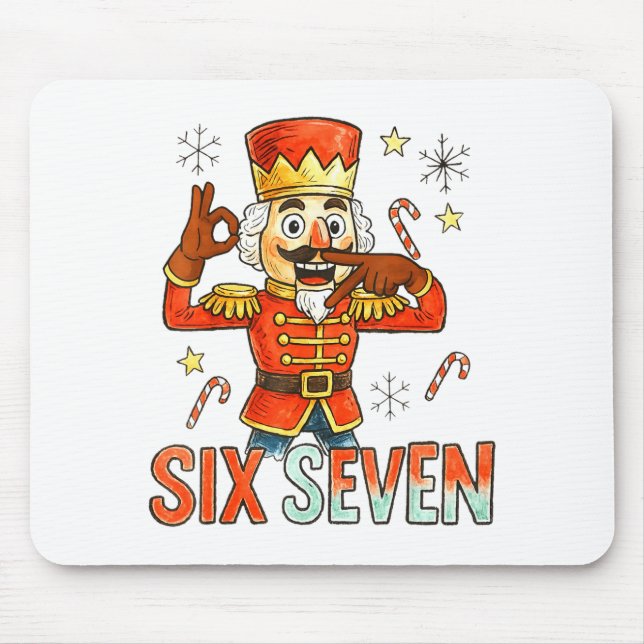 Funny Six Seven Meme Christmas Nutcracker Men Wome Mouse Pad (Front)
