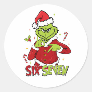 Funny Six Seven Meme Christmas   Viral 6 7 Mean Gu Classic Round Sticker