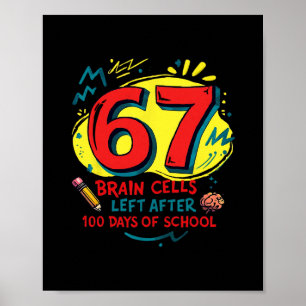 Funny Six Seven Meme Teacher Student Kids 100 Days Poster