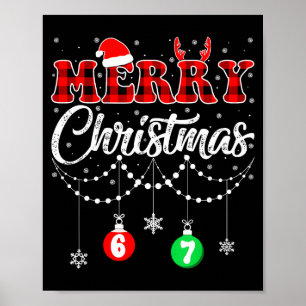 Funny Six Seven Merry Christmas Pajamas Red Plaid  Poster