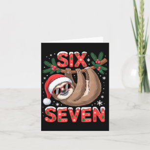 Funny Six Seven Sloth Christmas 67 Santa Hat Lazy  Card