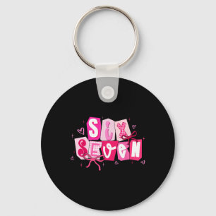 Funny Six Seven Valentine Coquette Bow Girl Kid Wo Key Ring