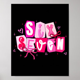 Funny Six Seven Valentine Coquette Bow Girl Kid Wo Poster